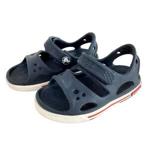 Crocs Crocband II Sandals Navy Blue Adjustable Hook & Loop Strap Toddler C5